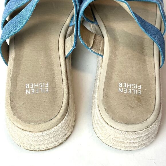 Eileen Fisher Mayla Denim Espadrille Sandals Blue Sz 9 - Picture 5 of 9